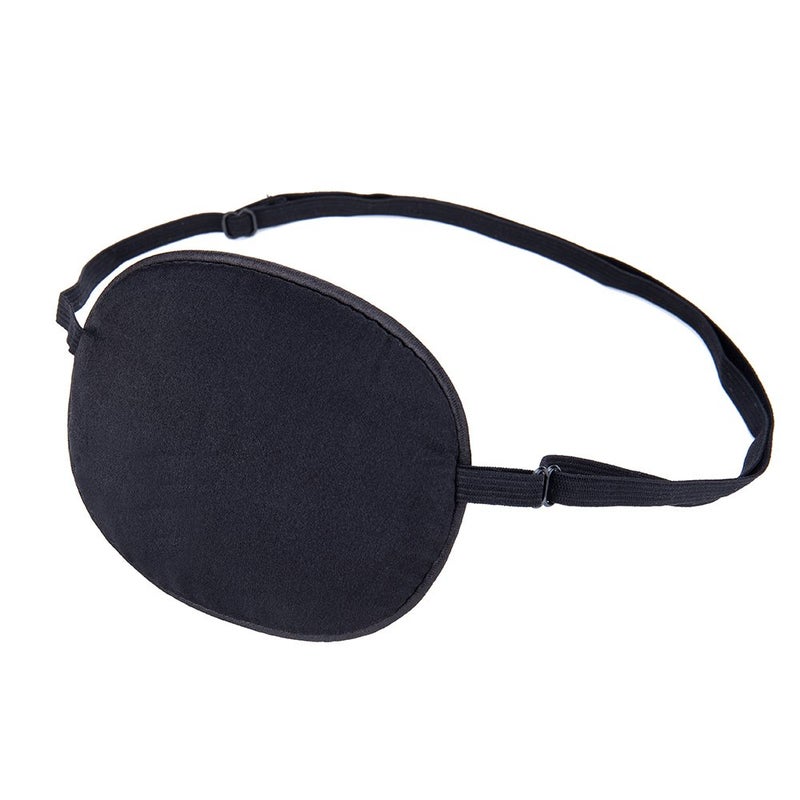 FMS Premium Mulberry Silk Eye Patch Lazy Eye Soft Single Pirate Patch with Elastic Strap for Adults Kids black